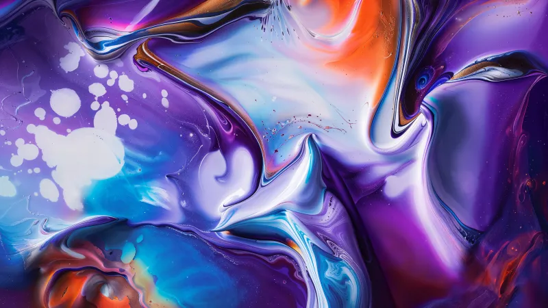 Purple and white paint swirls wallpaper, Fluid art, Vibrant