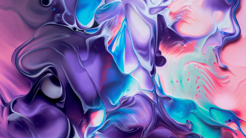 Purple liquid art, Ultrawide, Pink and teal swirls, 8K wallpaper