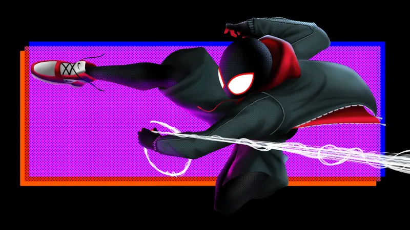 Miles Morales, Marvel Spider-Verse, AMOLED Black background 4K