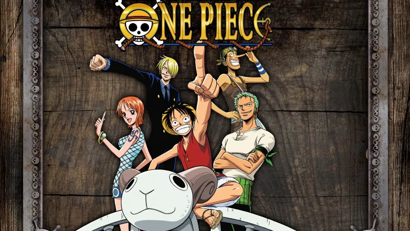 One Piece crew wallpaper, Luffy, Zoro, Nami, Sanji, Usopp, Going Merry