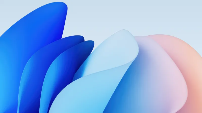 Windows 11 Bloom, Microsoft Design, Blue and peach, 5K wallpaper