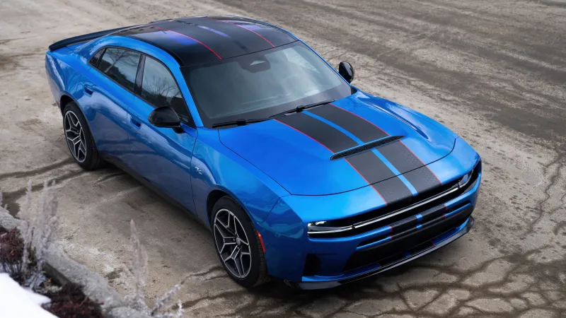 Dodge Charger R/T wallpaper, Blue muscle car, Racing stripes, 2026, 5K
