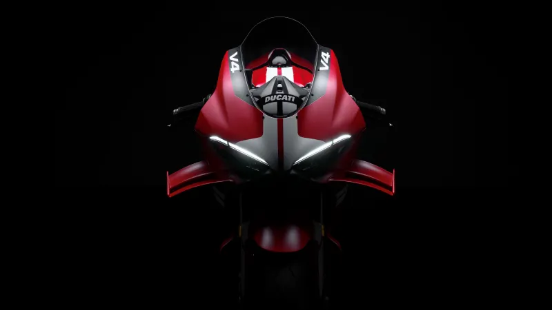 Ducati Superleggera V4 Centenario, Front fairing, Winglets, Black background, 8K wallpaper