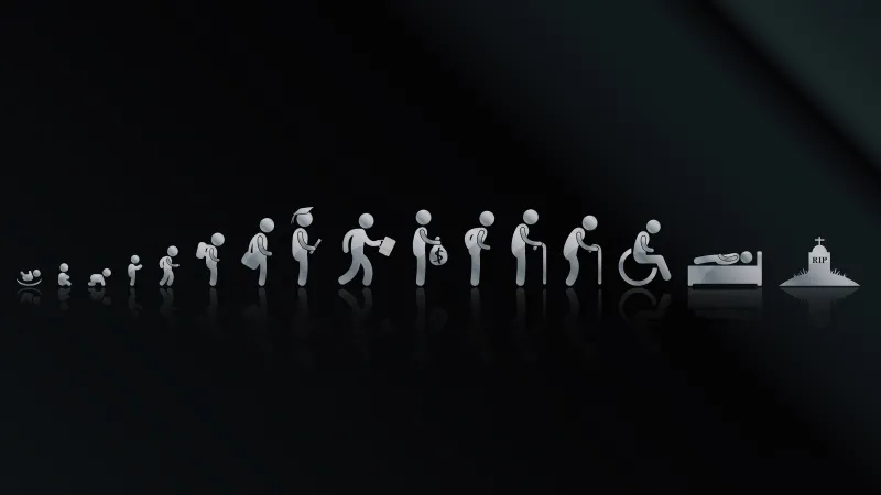 Stages of human life wallpaper, Minimalist icons, Dark background