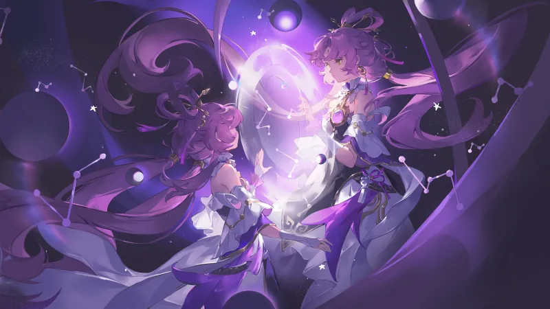 Fu Xuan, Purple Fantasy girl, Anime girl, Honkai: Star Rail