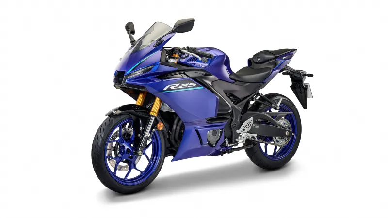 Yamaha YZF-R25, Blue sports bike, White background, 2026, 5K wallpaper