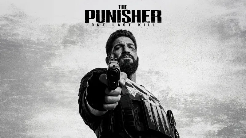 The Punisher: One Last Kill, Jon Bernthal, Marvel Special, Black and White, 5K wallpaper