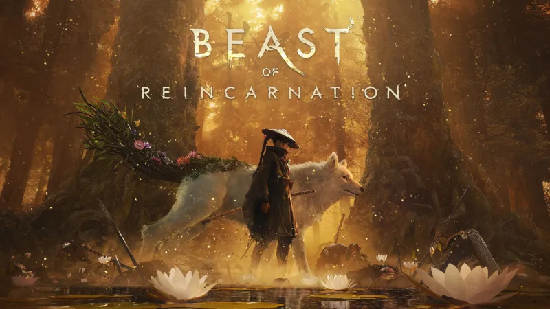 Beast of Reincarnation wallpaper, Emma, Wolf companion, Golden forest, Lotus