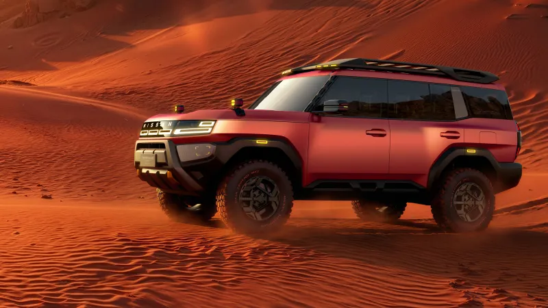 Nissan Terrano, Red SUV, Sand dunes, Desert, 2026, 5K wallpaper