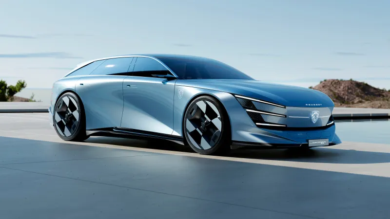 Peugeot Concept 6 Shi Rui, Blue electric concept car, Seaside, 2026, 8K wallpaper