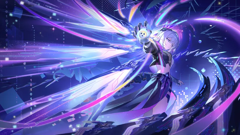 Silver Wolf, Honkai: Star Rail, Purple aesthetic wallpaper 4K