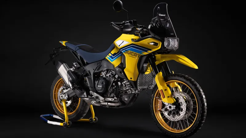 Ducati DesertX 100, Rally adventure bike, Yellow, Dark background, 2026, 8K wallpaper