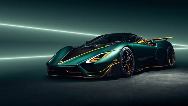 SSC Tuatara Aggressor wallpaper, Green hypercar, Light streaks, 2026, 8K