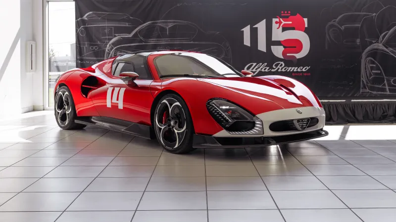 Alfa Romeo 33 Stradale wallpaper, Red and white livery, 115th anniversary, Supercar
