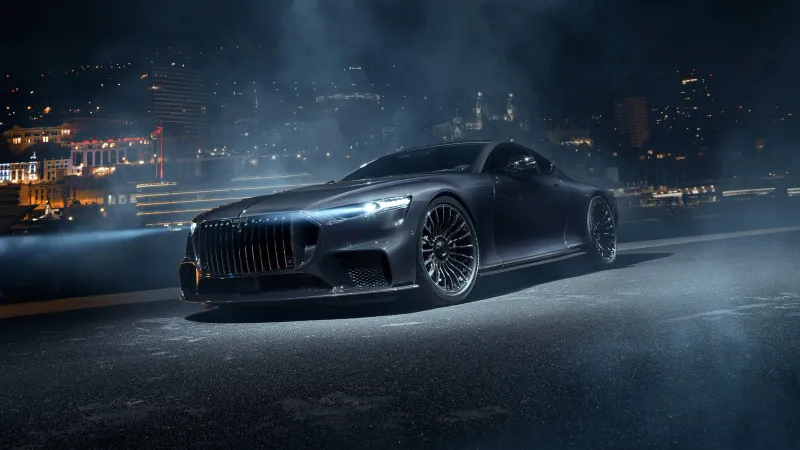 Brabus Bodo, Black grand tourer, Monaco at night, Hypercar, 8K wallpaper
