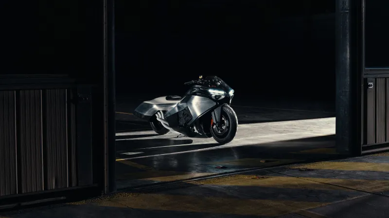 BMW Motorrad Vision K18 wallpaper, Concept motorcycle, Dark hangar, 2026