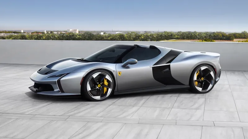 Ferrari HC25 one-off, Silver roadster, Side view, 2026, 8K wallpaper