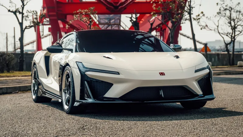 Honda NSX Tribute by Italdesign wallpaper, White supercar, Red cranes, 2026, 5K