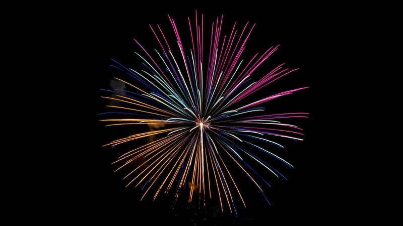 Fireworks, New Year's Eve, Night, Colorful, Dark Sky, New Year celebrations, AMOLED, 5K