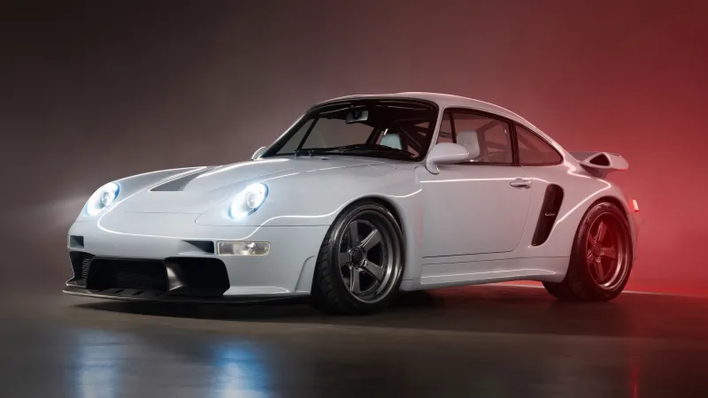 Gunther Werks Turbo McKenna, Porsche 993, White, Red studio light, 2026 wallpaper