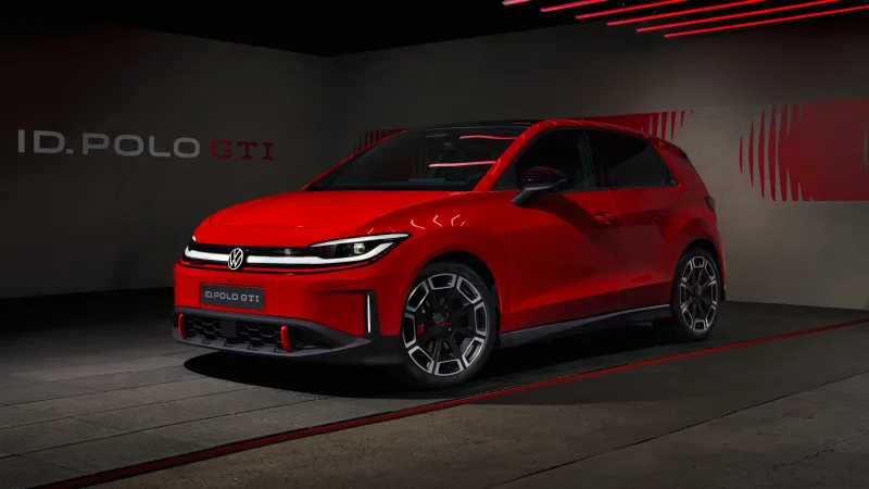 Volkswagen ID. Polo GTI wallpaper, Red electric hatchback, Showroom, 2026, 8K