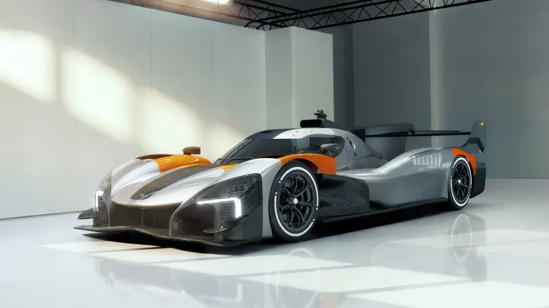 McLaren MCL-HY GTR wallpaper, Le Mans Hypercar, Silver and papaya, Studio, 2027, 4K