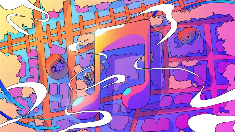 Apple Music Japan wallpaper, Colorful music note, Illustration