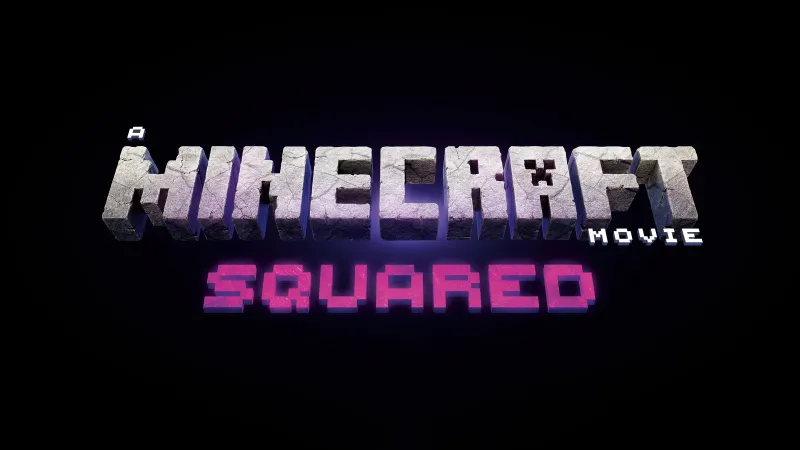 A Minecraft Movie Squared logo, Black background, 2027 Movies, 5K wallpaper