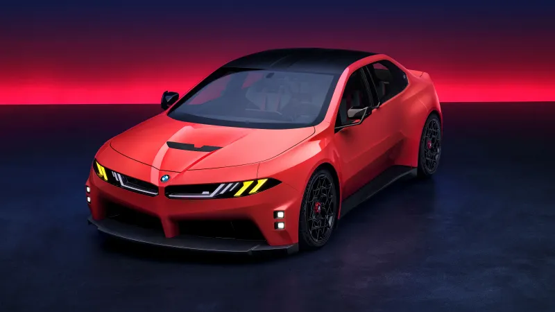 BMW M Concept Neue Klasse, Red EV sedan, Neon red horizon, 8K wallpaper