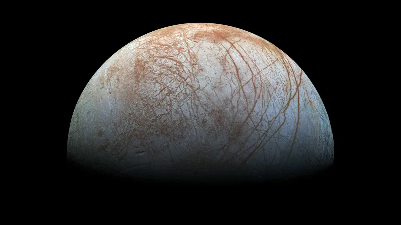 Europa, Jupiter's moon, Black background, 5K wallpaper