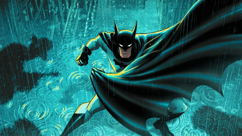 Batman: Caped Crusader wallpaper, Rain, Teal, Vertical, DC animated series