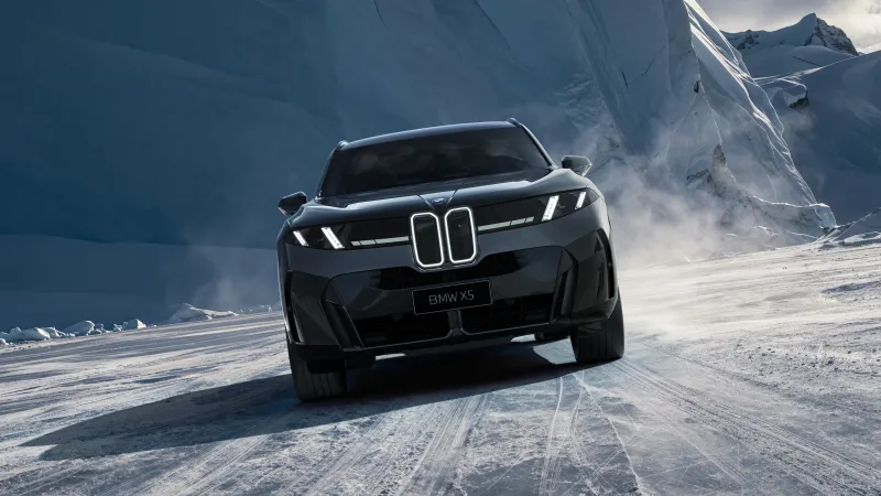 BMW X5 2026 wallpaper, Black SUV, Glacier, Snow road