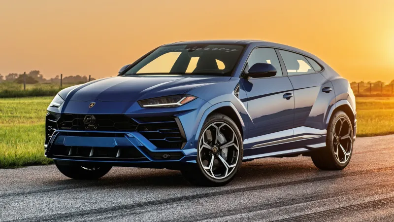 Hennessey Lamborghini Urus, Blue super SUV, Golden sunset, 5K wallpaper