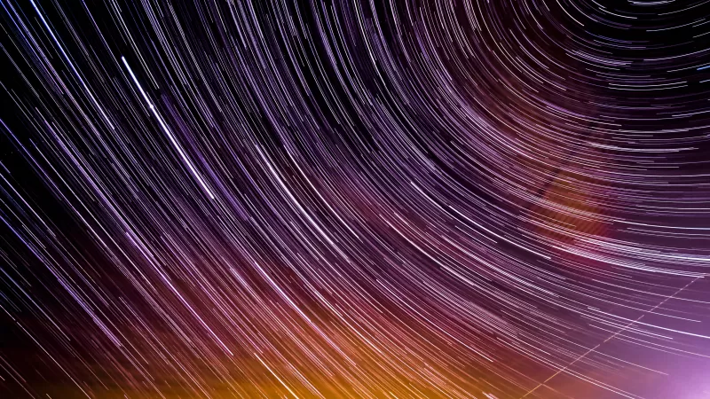 Star Trails, Timelapse, Astronomy, Outer space, Pattern, Night sky, Long exposure, Science, Purple light, 5K