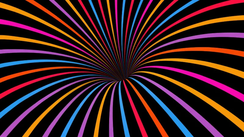 Colorful vortex stripes wallpaper, Optical illusion, Black background