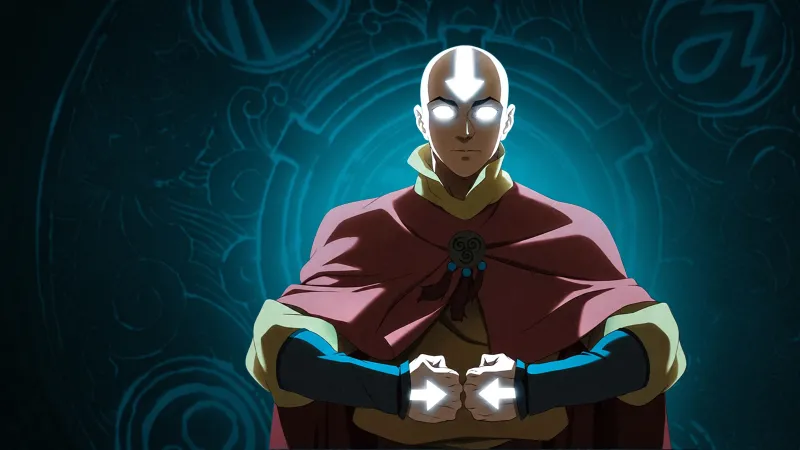 Avatar Aang: The Last Airbender, Key Art, Avatar State, Aang wallpaper, Teal background, 4K wallpaper