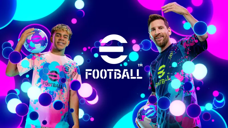 Lionel Messi and Lamine Yamal wallpaper, eFootball, Colorful bubbles