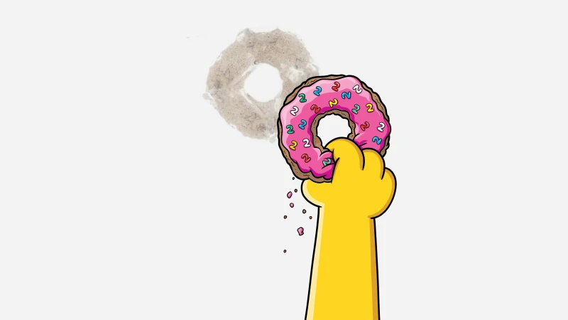 Homer Simpson donut, The New Simpsons Movie, White background, 5K wallpaper