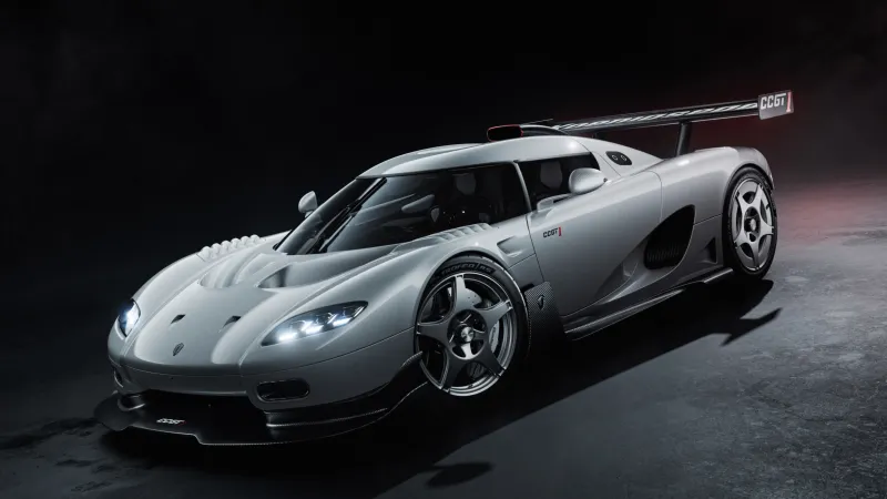 Koenigsegg CCGT1, Silver hypercar, Phone wallpaper, Dark background