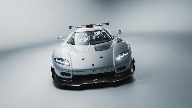 Koenigsegg CCGT1 wallpaper, White hypercar, Front view, Studio, 2026, 5K