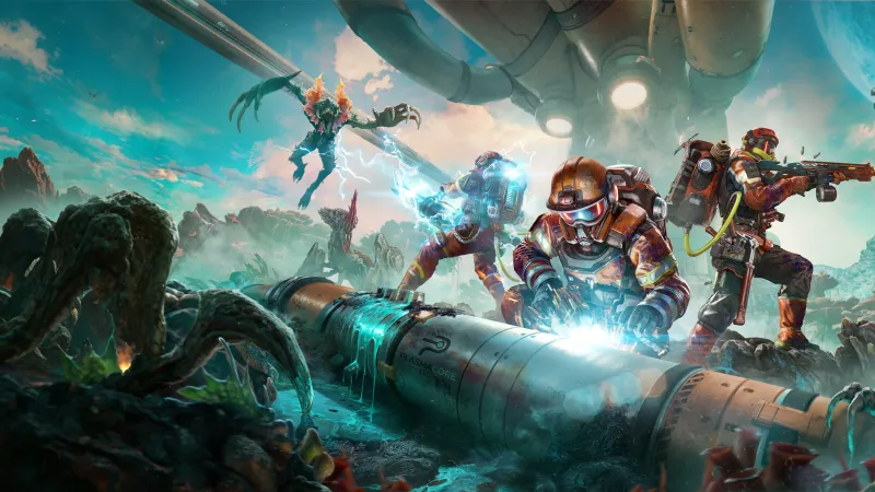 Exterminauts, Key art, Alien planet, Co-op shooter, 4K wallpaper