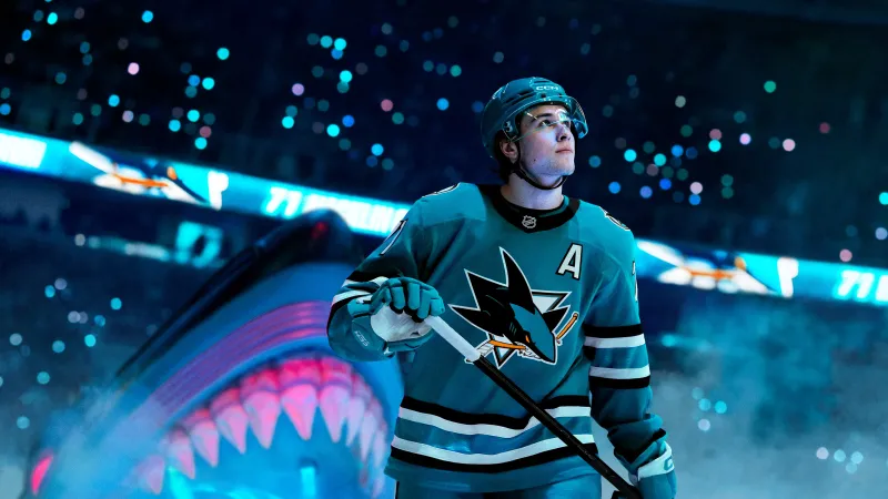 Macklin Celebrini wallpaper, NHL 27, San Jose Sharks, Ice hockey