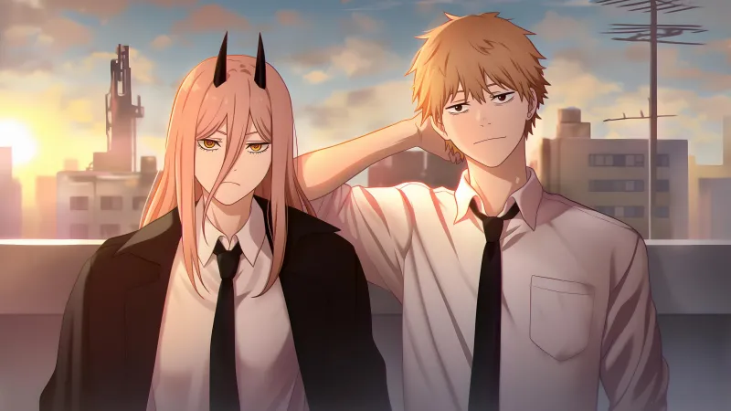 Power & Denji, Chainsaw Man, 5K wallpaper