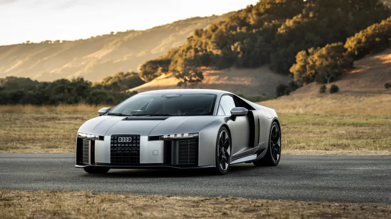 Audi Nuvolari, Hybrid supercar, Silver, California hills, 8K wallpaper