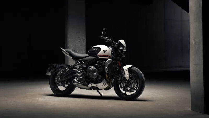 Triumph Trident 660 wallpaper, Crystal White, Urban roadster, Dark background, 2021