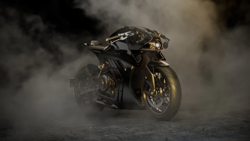 Aston Martin AMB 002 Roadster wallpaper, Brough Superior, Black and gold, Smoke