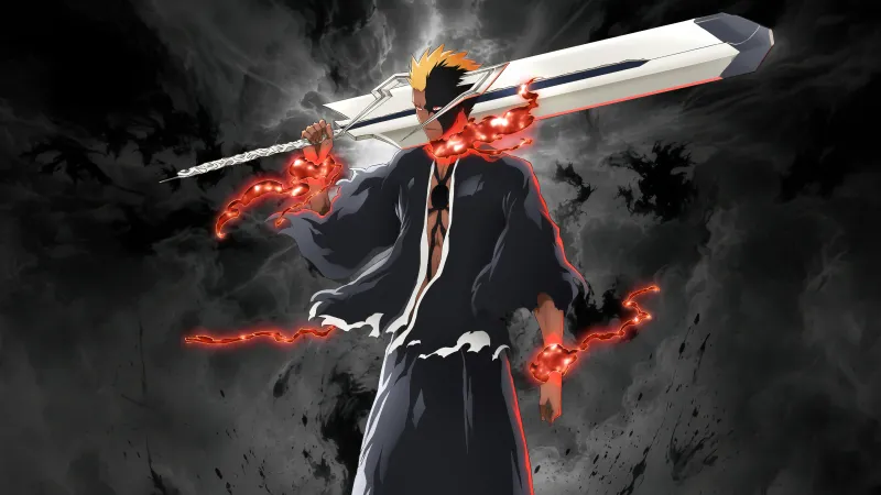Ichigo Kurosaki wallpaper, Bleach: Thousand-Year Blood War - The Calamity, Zangetsu, Dark background
