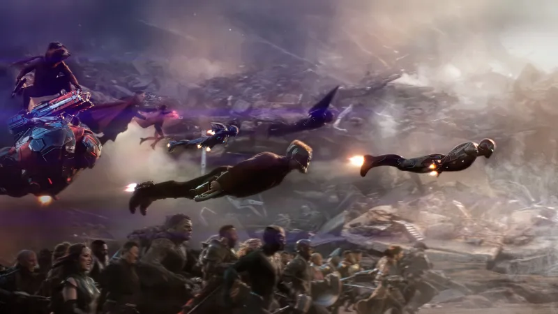 Avengers: Endgame, Battle of Earth, Captain Marvel, 5K wallpaper