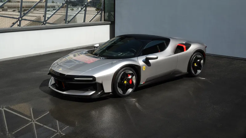 Ferrari CZ26, Silver and black, Ferrari HQ, Wet floor, 2026, 8K wallpaper