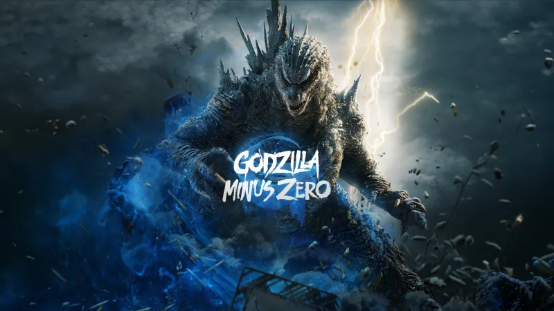 Godzilla Minus Zero wallpaper, Godzilla, Lightning storm, Blue glow